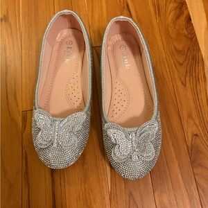 Link Silver Kids Dress Shoes with Butterfly Design